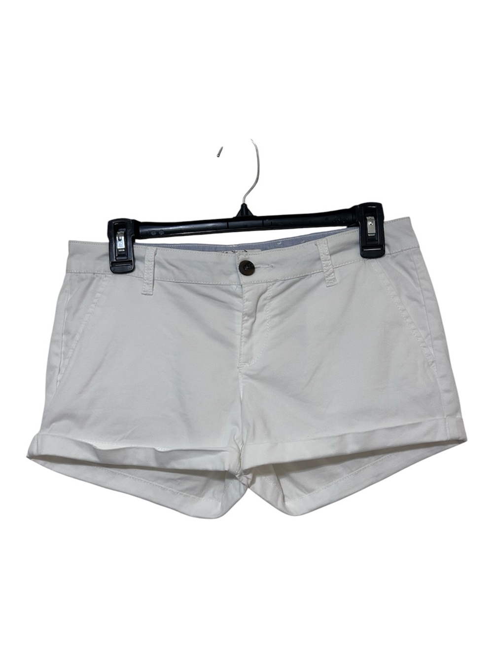 SO White Cuffed Middy Chino Shorts Stretch Cotton Size 5
